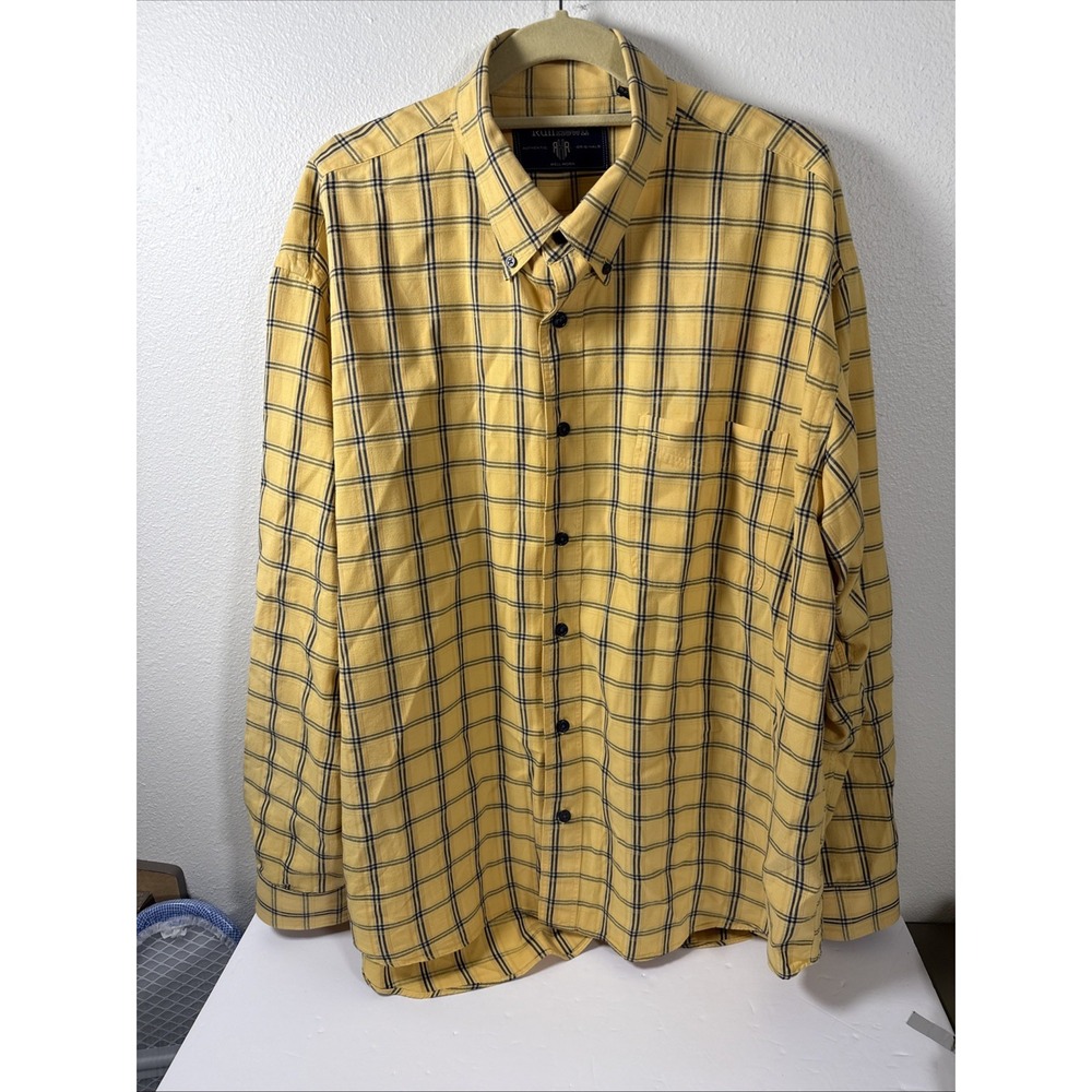Ruff Hewn Plaid  Men's XL‎ Long Sleeve Button Up Shirt Yellow B1